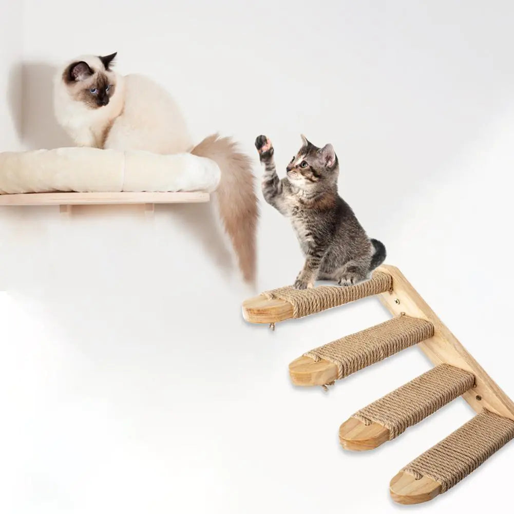 Multi-Layer Solid Wood Cat Climbing Wall Stairs