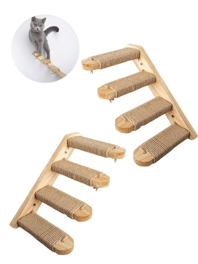 Multi-Layer Solid Wood Cat Climbing Wall Stairs